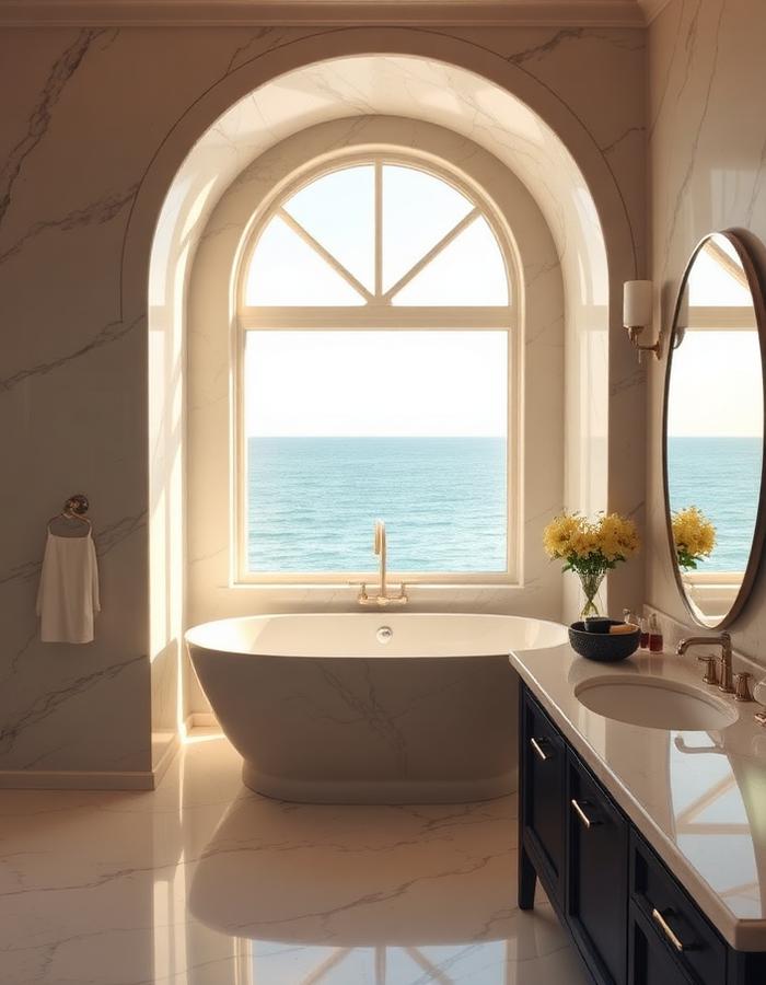 Bathroom with sea view